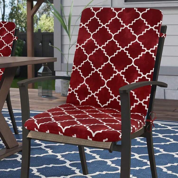 High Back Outdoor Chair Cushions-Water Proof Patio Dining Chair Cushions, Removable Machine-Washable Cover For Camping Beach Picnic Travel 17.72*41.34*1.97in - 玫瑰紅 - 查看 5