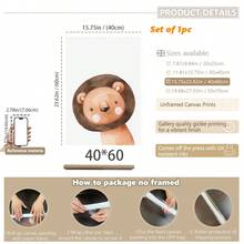 1pc, Canvas Wall Art, Framed Nursery Wall Art, Animal Motifs, Nursery Wall Decor, Plush Animals, Baby Animal Designs, Wildlife-Themed Nursery, Wildlife Patterns Nursery Wall Decor Suitable For Children's Room Decor, Nursery Decor, Parenting Room Decor, Kindergarten Decor, Boys' Room Decor/Girls' Room Decor, Playroom Decor Waterproof. Party Decor Gift - Multicolor - View 12