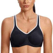 SYROKAN Women's Full Support High Impact Racerback Lightly Lined Underwire Sports Bra - 黑色 - 查看 1