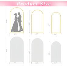3Pack 7.2FT 6.6FT 6FT Metal Arch Backdrop Stand  Arch Covers For Party Decoration, Golden Wedding Arch Backdrop Stand And White Spandex Arch Backdrop Cover Set For Wedding Ceremony, Birthday Parties, Christmas, Halloween, New Year Decoration - 彩色 - 查看 2