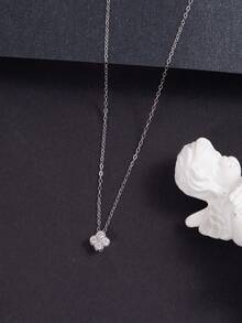 S925纯银四叶草项链，女士日常佩戴精致项链，时尚银项链，女士吊坠项链，银质细链项链，金项链 - 四葉草 - 查看 12