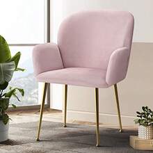 Artiss Dining Chairs Set Of 2 Pink Armchair Esright Chair Nursing Seats Reading Seating Home Living Room Bedroom Kitchen Cafe Office Furniture Soft Velvet And Metal Legs In 40cm Seat Height - Pink - View 3