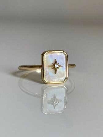 1pc S925 Sterling Silver Elegant Octagonal Star Cubic Zirconia Ring, Versatile Jewelry Gift For Women, Suitable For Daily Wear, Parties And Festivals