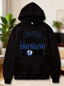 Feliz Ano Nuevo 2026 New Year Celebration Hoodie Global Party Design Black Sweatshirt For Women Men Unisex Gift Wear - 黑色 - 查看 2