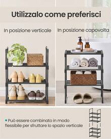SONGMICS Scarpiera a 3 Ripiani, Scaffale Portascarpe, Organizzatore in Metallo, per 3-6 Paia di Scarpe, Impilabile, Corridoio, Soggiorno, Camera da Letto, 30 x 42,5 x 54,5 cm, Nero - nero - Visualizzare 2