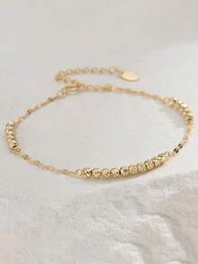 1 件 100% 925 纯银 14k 金 3mm 斜纹珠子球链手链 永恒经典男女手链 2025 时尚手链 - Beads Ball - 查看 4