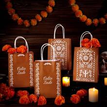 24 Pcs Cielito Lindo Candy Bags Mexican Party Favors, De Barro Theme Decorations Mexicanos Talavera Kraft Gift Goodie Bags With Handles Fiesta Cinco De Mayo Mexican Party Supplies(Classic) - 經典的 - 查看 7