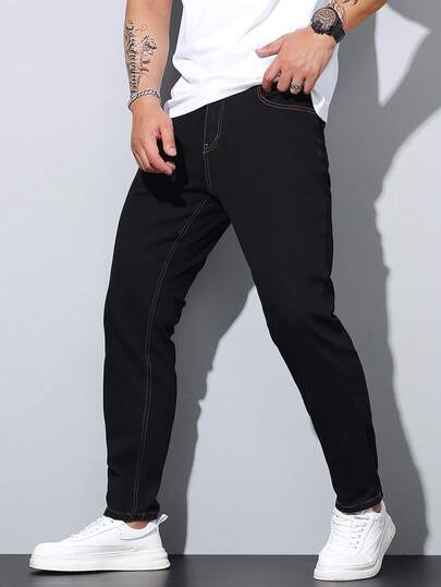 1 pièce Jeans extensibles pour hommes, pantalon casual slim fit style coréen