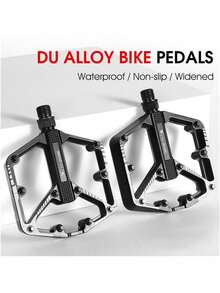 Pedales de Bicicleta de Carretera/MTB - Pedales de Bicicleta de aleación de Aluminio - Pedal de Bicicleta de montaña con Clavos Antideslizantes extraíbles - Negro - Ver 1