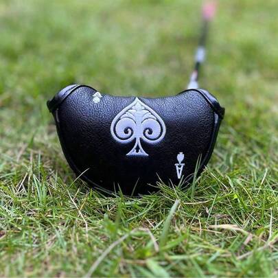 1pc Durable Soft Embroidered Golf Club Head Cover Putter Cover PU Wear-Resistant