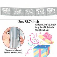 PET Shiny Square Hollow-Out Banner - Rain Curtain Banner & Alphabet Streamer For Birthday Party & 1st Birthday Kids' Setup - Multicolor - View 10