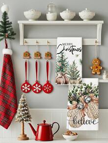 2 Pcs Christmas Kitchen Towels Buffalo Plaid Dish Towels Kitchen Washing Dishes Hand Tea Towels - White - View 7