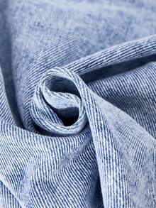 Young Girl Bow Embroidered Pocket Wide Leg Loose Jeans - Blue - View 7