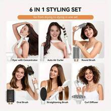 6-In-1 Multi-Functional Hot Air Brush & Hair Dryer | 200M Negative Ions, Self-Cleaning (Reverse Dust) | Adjustable Curling Head (Left/Right) | Long-Lasting Brushless Motor, Great Christmas, New Year & Thanksgiving Gift - EU F Type Plug(220-240V) - View 10