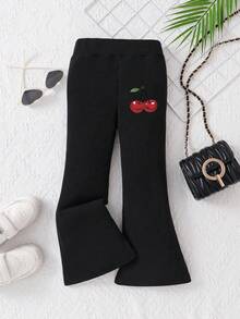 Set 2 buc. Hanorac cu guler rotund și pantaloni evazați cu talie înaltă, imprimeu minimalist casual, potrivit pentru copii și adolescenți, toamnă/iarnă