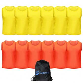 Set de 12 petos de fútbol, petos para deportes juveniles, chalecos de práctica de escaramuzas, batas, camisetas para baloncesto, fútbol, fútbol americano