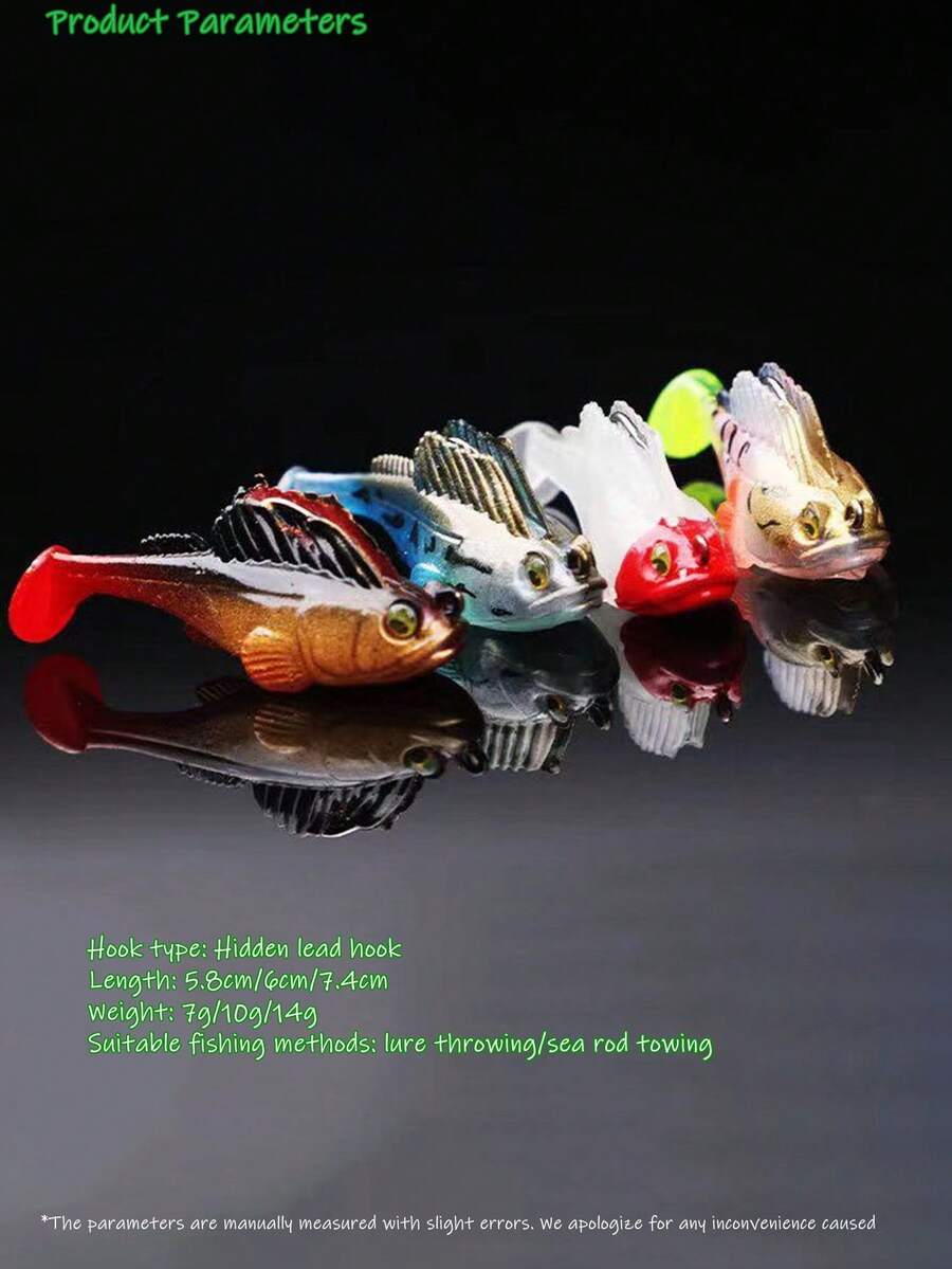 Jumping Fish, Lure, Fake Bait, Lead Soft Bait, Anti Hanging Bottom Sea, Freshwater Lure, Catfish, Catfish, Black Fish, T-Tail Biomimetic Bait