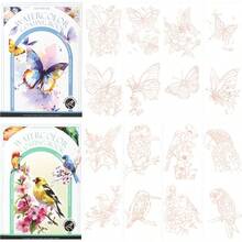 Watercolor Painting Paper Set - Line Draft Coloring Books Drawing Painting Art Kit Handmade Watercolor Decorative Painting Includes Brushes And PaintsFlower Seriesu2026 - Butterflies & Birds Series - View 2
