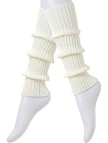 Women Cute Knit Leg Warmer Leg Warmers Dance, Cozy - 白色 - 查看 2