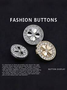 10颗金属小香氛纽扣，高端精致时尚衬衫/毛衣纽扣，女士金色圆形四叶草锌合金纽扣，四季皆宜