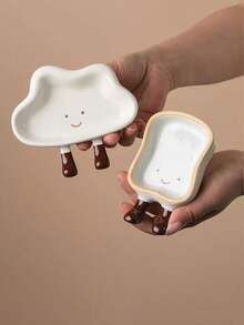 Plato pequeño de cerámica para salsa, plato de condimentos con diseño de dibujos animados, plato pequeño y exquisito para salsa, plato de acompañamiento - Multicolor - Ver 2