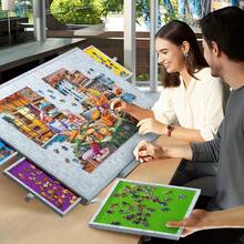 3-Angle Adjustable Integrated Hanging Rack Puzzle Table, Ultra-Light Felt Puzzle Platform Board, Dust Cover, Portable Multi-Function Puzzle Table (Accommodates Up To 500 Pieces) - Light Grey - View 3