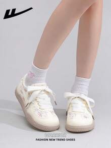 1 Pair WARRIOR Women's Thick Sole Lace-Up Soft Bottom Casual Shoes, Low-Top Outdoor Flat Shoes, Warm Winter Shoes, Commuting Shoes, Round Toe Low Heel Non-Slip Solid Color Elegant Soft Bottom Hiking Suitable For Students Graduation Photos Flat Shoes, Low-Top Leather Sneakers