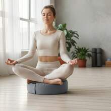 Round Meditation Cushion Yoga Mat - Made Of Polypropylene And Canvas, Comfortable And Soft, Suitable For Meditation And Yoga Practice, Multipurpose Tatami Mat, Can Be Used For Zen - Gray Single Pack, Also Available In Blue And Green - Multicolor - View 3