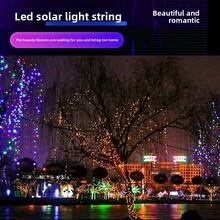 1 paquete de 12M 100 luces LED solares, luces de hadas impermeables para jardín, patio, árbol, fiesta de Navidad, exterior, centro comercial, decoración de calles - Cadena de luces solares desnudas - Ver 3