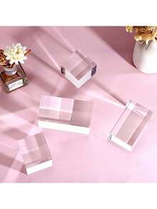 4个装亚克力展示架，人偶展示架，透明桌面珠宝香水展示柜收纳架，适用于晶洞、岩石、小型收藏品展示块 - 透明 - 查看 8