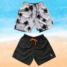 Set Of 2 Men's Tactel Shorts With Pockets - Beachwear, Gym, Pool - Black and White - View 1