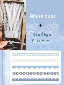 30张/包 复古花卉白色蕾丝贴纸，随机款式，手工DIY装饰剪贴簿相册工艺品，杂物日记装饰，DIY日记装饰标签贴纸 - 白色 - 查看 23