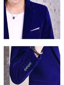 Autumn And Winter Mini Suit Men's Korean Version Slim Fit Men's Suit Jacket Youth Fashion  Versatile Casual Single West - 藏蓝色 - 查看 3