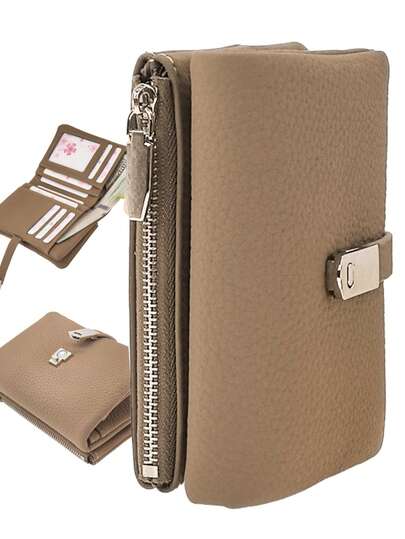 MINGYOU 女士短款柔软PU皮革大容量钱包，多功能多层钱包，优雅磁扣闭合，多卡位手拿包，拉链零钱包，柔软轻便，方便携带，适合派对、约会、节日礼物