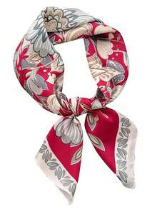 1pc Floral Print Faux Silk 70cm Square Scarf, Men's Bandana, Sun Protection, Versatile Head Wrap, Neck Scarf Accessory
