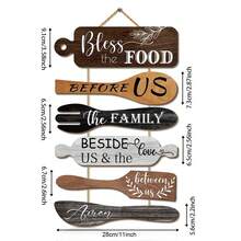 Juego de 6 placas de madera rústicas para colgar en la pared de la cocina, decoración del hogar, estilo granja "Bendice la comida", decoración de restaurante y cocina - Multicolor - Ver 8