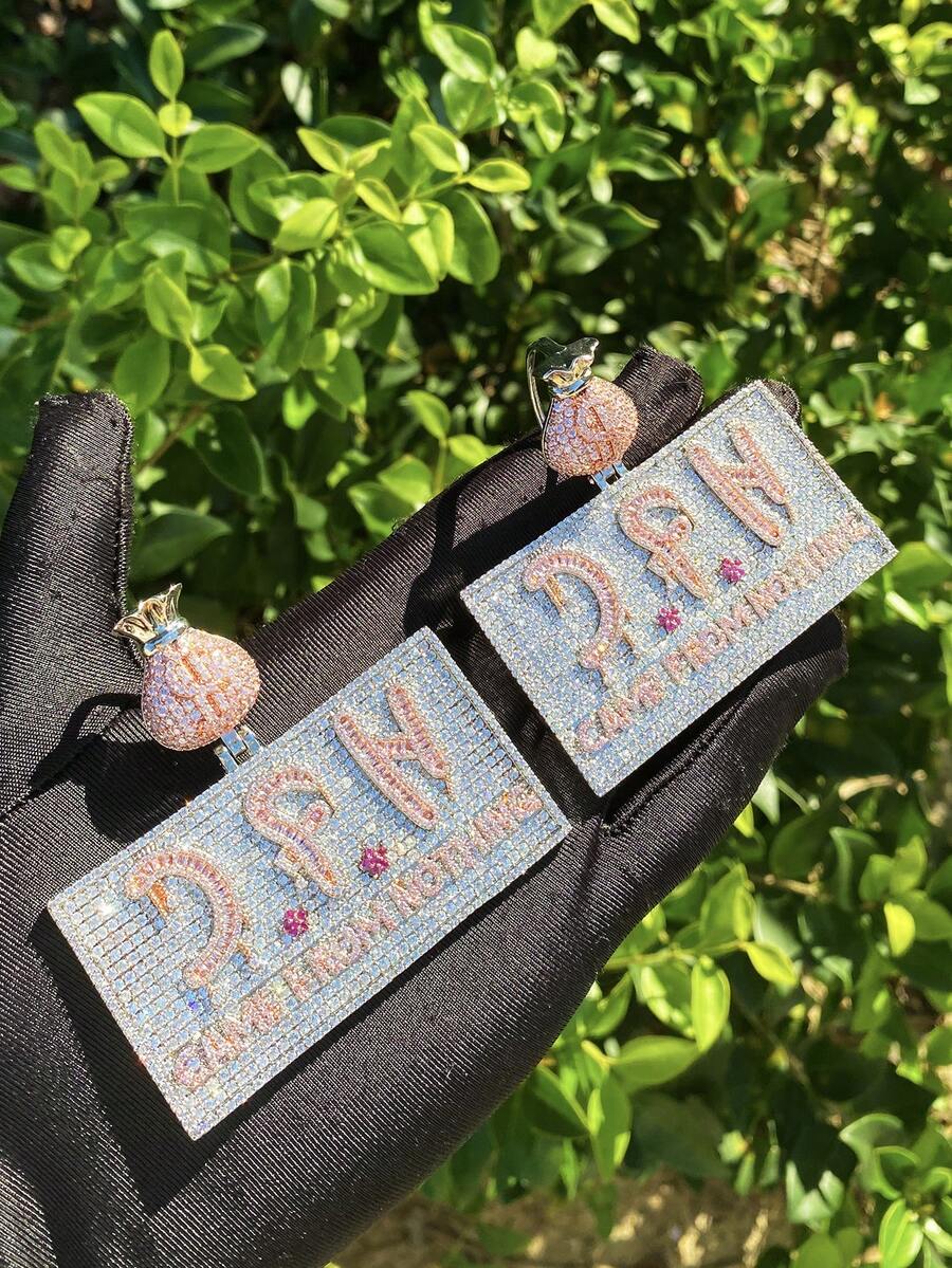 DUBSS 1 件镶钻“一无所有”主题男士保释金吊坠，5A 级立方氧化锆镀金嘻哈饰品