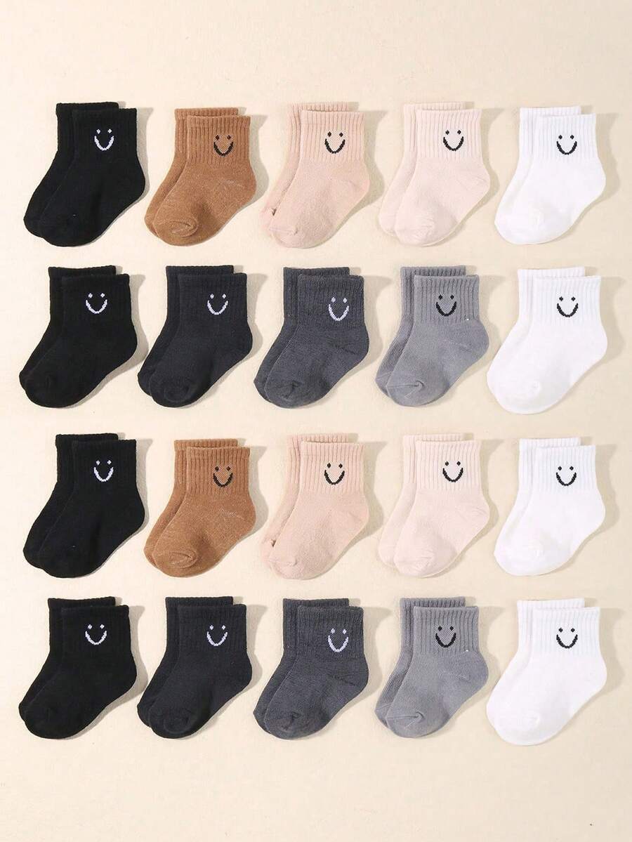10 Pairs Soft Breathable Baby Sports Socks, Unisex Infant Toddler, Comfortable Stretchy, Suitable For 0-36 Months, All Seasons Indoor & Outdoor, Essential Newborn Gift Set - Multicolor - View 1