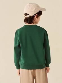 mini bala Kids Sweatshirt, Soft Long Sleeve Layer, Fall Collaboration - Dark Green - View 3