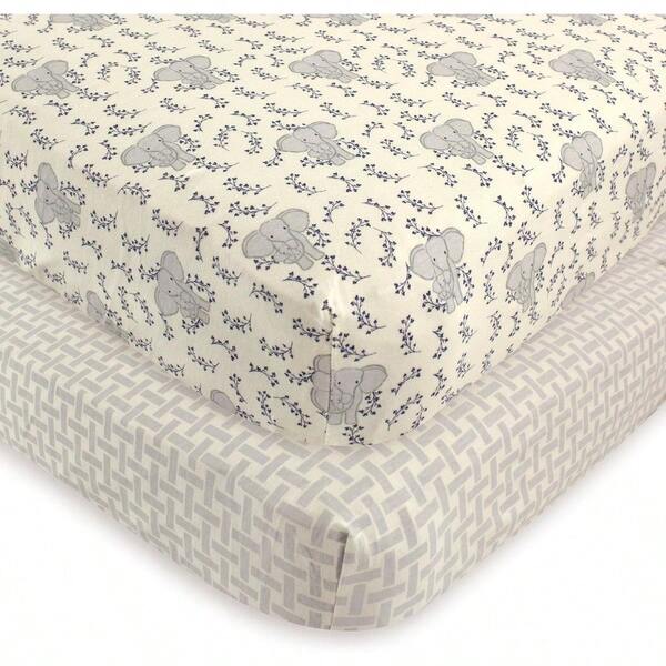 Unisex Baby And Toddler Organic Cotton Crib Sheet Blue Elephant One Size