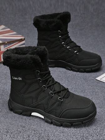 Herrsnökängor, nya höga vinterkängor med tjock pälsfodring och varma stövlar, läderstövlar med tjock sula och halkfria, vandringsskor för utomhusbruk med roterande knappdesign, klassiska stövlar med pälskrage till mitten av vaden, halkfria tjocka sular, superköldtåliga, is- och snövärldens viktigaste vintersnökängor för män