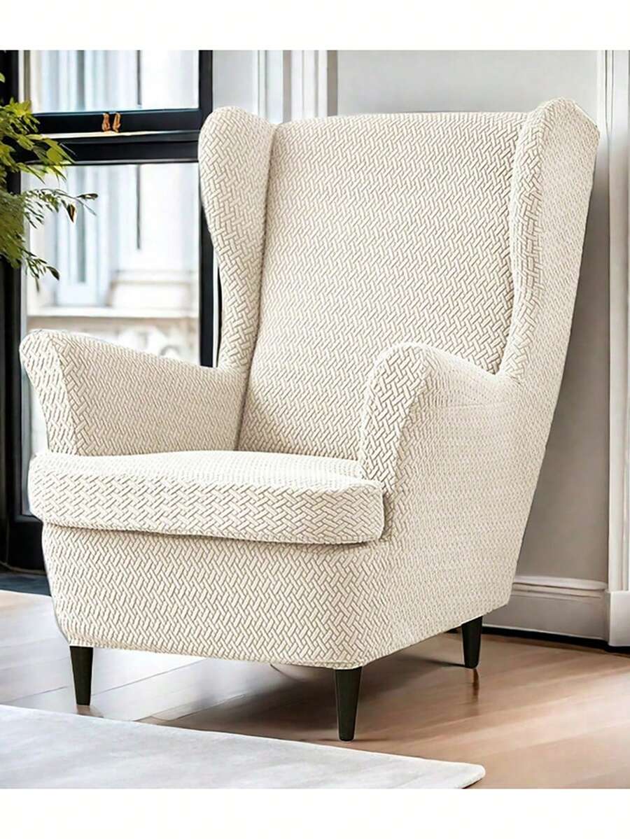 1pc Jacquard Velvet Armchair Cover, Stain-Resistant, Dust-Proof, Scratch-Resistant, Suitable For All Seasons, Available In Multiple Colors, Ideal For Home, Bedroom, Living Room And Dining Room - Beige - View 1