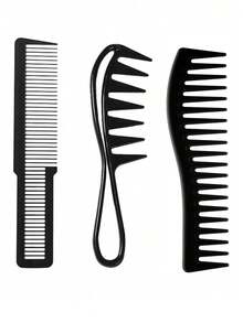 1/2/3/4pcs Wide Tooth Comb Double-Sided Hair Comb, Large Tooth Curling Comb, Hair Styling Tool, Hair Styling Accessory, Suitable For Women And Men, Curly Wet Wavy Hair Styling - Multicolor - View 2