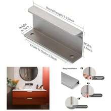 Finger Tab Pull cabinets Kitchen Concealed Drawer pulls Aluminum Flat Hidden Brushed Brass Mount Door Long Handle Home Pack of 6 Modern 10u201C Hole Center Easy Installation - 2-1/2" Centro del agujero 3.15" Longitud total + cepillado níquel + 6 - Ver 2