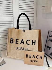 这款大容量亚麻手提袋印有“Beach Please”字样和棕榈树图案，是一款便携且容量大的购物袋。配有亚麻手柄，实用且个性化，是旅行、购物、度假、返校、聚会等场合的理想礼物之选——也是母亲节的绝佳礼物选择。 - 彩色 - 查看 4