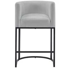 26" H Counter Height Bar Stools Set Of 1/2/3/4, Modern Upholstered Barrel Stools With Backrest And Armrests, Linen Fabric Kitchen Island Barstools With Sturdy Metal Frame, Support 450 LBS - Màu Xám nhạt - Xem 7