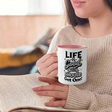 An Encouraging Words Cup, 11oz Ceramic Cup, Promotes Positivity And Support - 粉色 - 查看 4