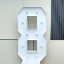 1Pc 3FT/91.5CM/36Inch Light Up Digital Marquee Frame White Lights KT Board Number 0-9 Plug-In KT Board With Bracket Party Decorative Light Birthday Party Anniversary Decoration-Warm Light - White - View 17