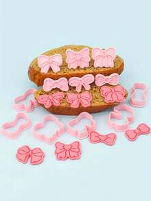 1pc 3D Bow Series Cookie Cutter DIY Clay Cartoon Cookie Molds Baking Tools, Kitchen Supplies - Pink - View 5