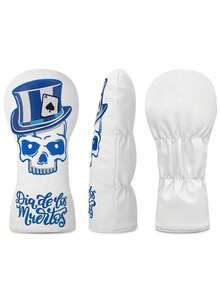 Blue Top Hat Skull Golf Club Head Cover - Protective Durable Gear For Golf Enthusiasts & Gothic Style Lovers | Perfect For Daily Practice, Tournament Matches & Weekend Outings - Blue - View 3